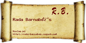 Rada Barnabás névjegykártya