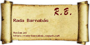 Rada Barnabás névjegykártya
